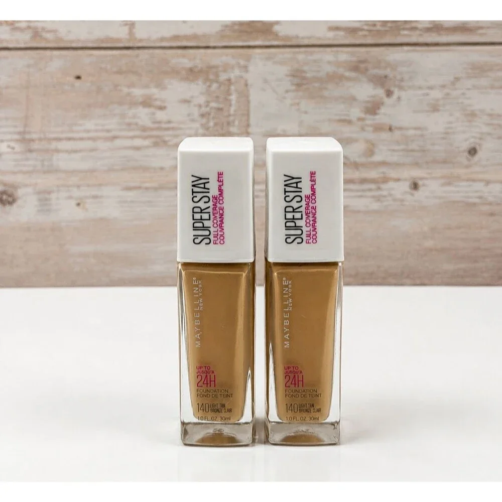 2 Pack Maybelline Super Stay 24H Foundation Makeup Full Coverage 140 Light Tan